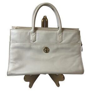 Giani Bernini Leather women Satchel White with gold hardware 👜